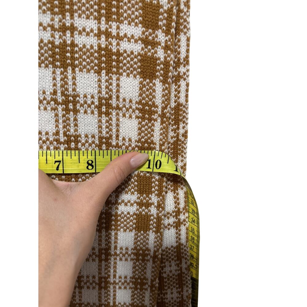 Timberland Brown White Plaid Knit Scarf OS - Picture 3 of 6